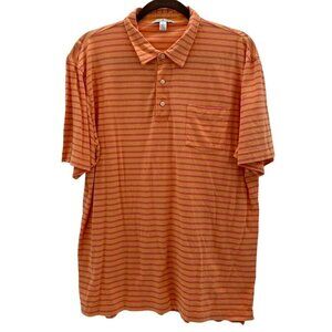 Peter Millar Orange/Pink Striped Polo Shirt Men's Size Large